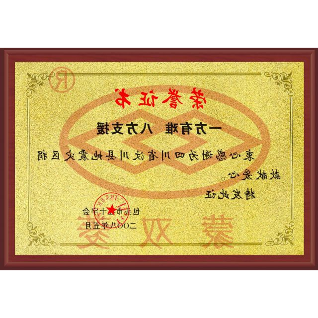 汶川地震荣誉证书